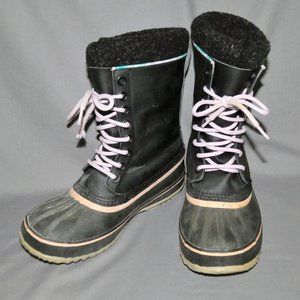 Sorel 1964 Premium Cuff Black Waterproof Lined Lace Up Snow Boots